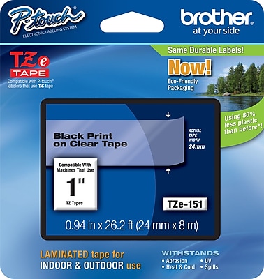 20PK TZ151 Tze151 Black on Clear Label Tape for Brother P-Touch PT-520 24mm 1" 